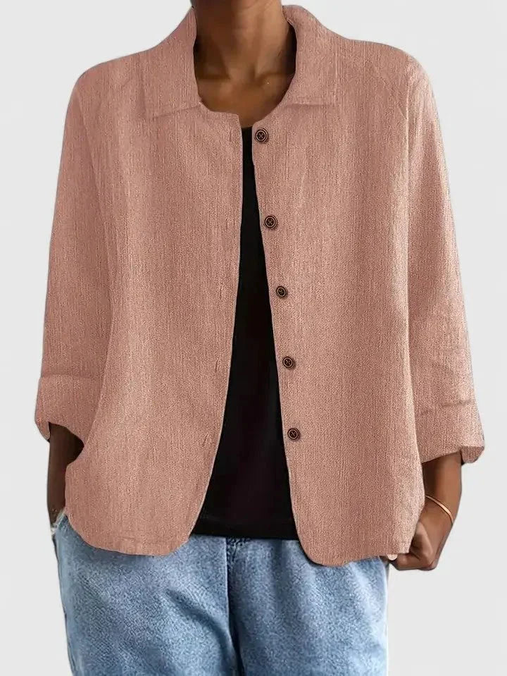 Lieke | Dames Katoenen Lichtgewicht Knoop Blazer Roze