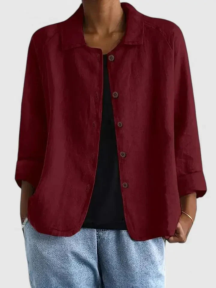 Lieke | Dames Katoenen Lichtgewicht Knoop Blazer Rood