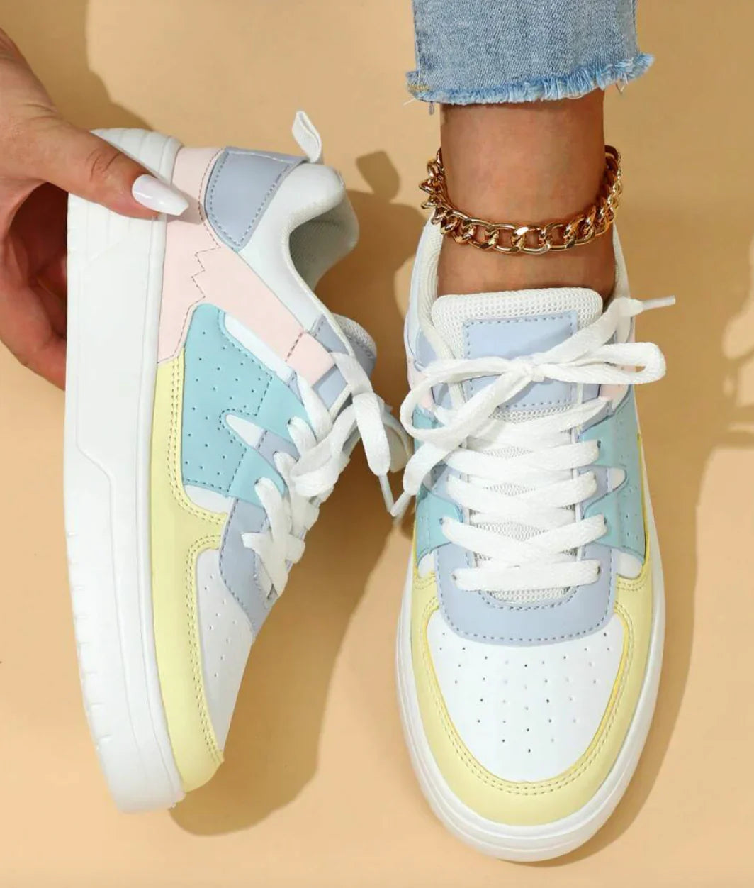 Linde | Dames Sneakers Pastel Colorblock Regenboog
