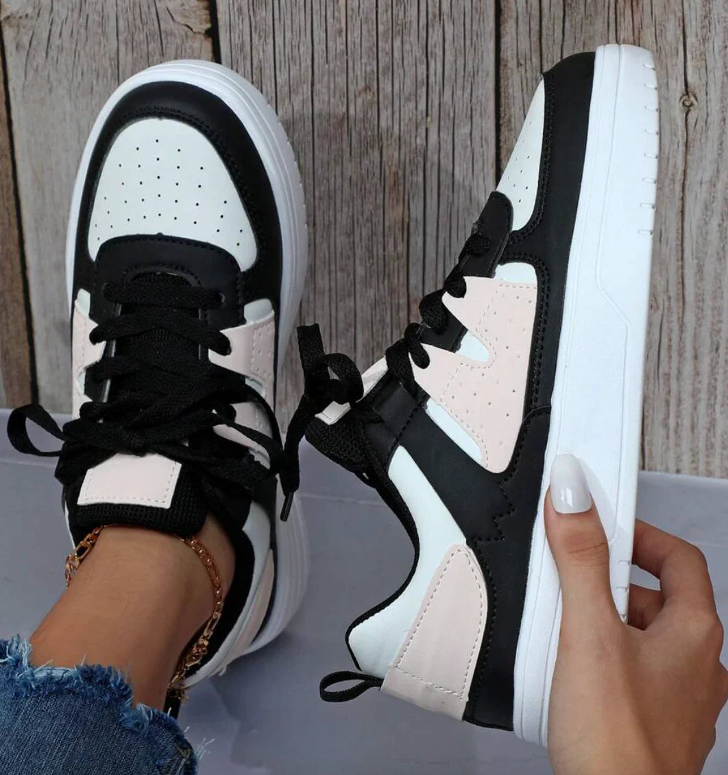 Linde | Dames Sneakers Pastel Colorblock Zwart Roze