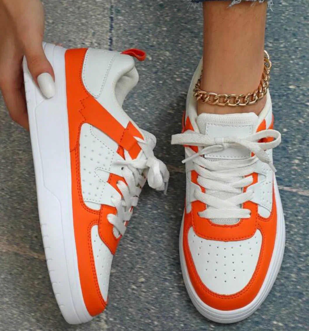 Linde | Dames Sneakers Pastel Colorblock Oranje