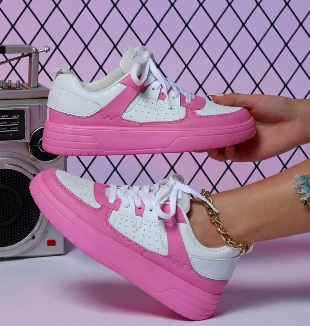 Linde | Dames Sneakers Pastel Colorblock Roze