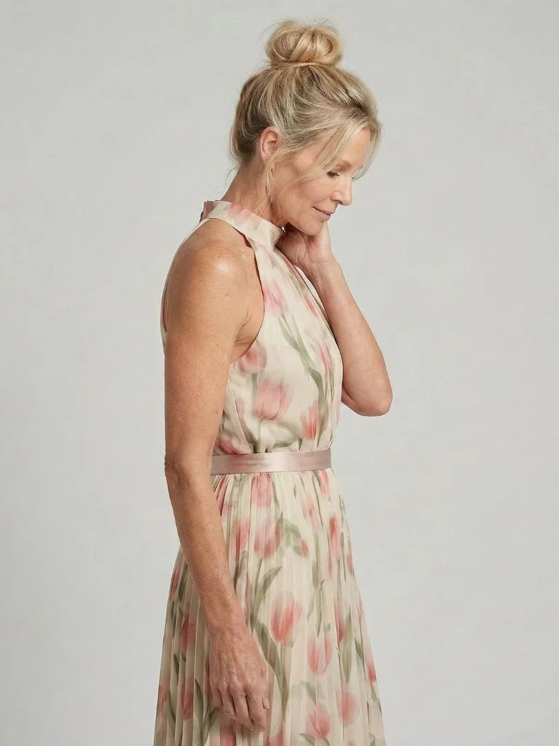 Linde | Midi Jurk Bloemenprint Halter