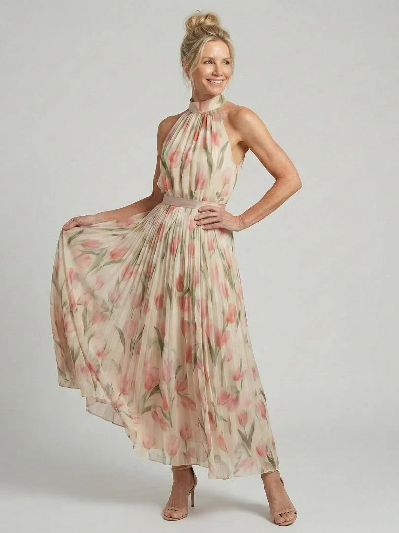 Linde | Midi Jurk Bloemenprint Halter