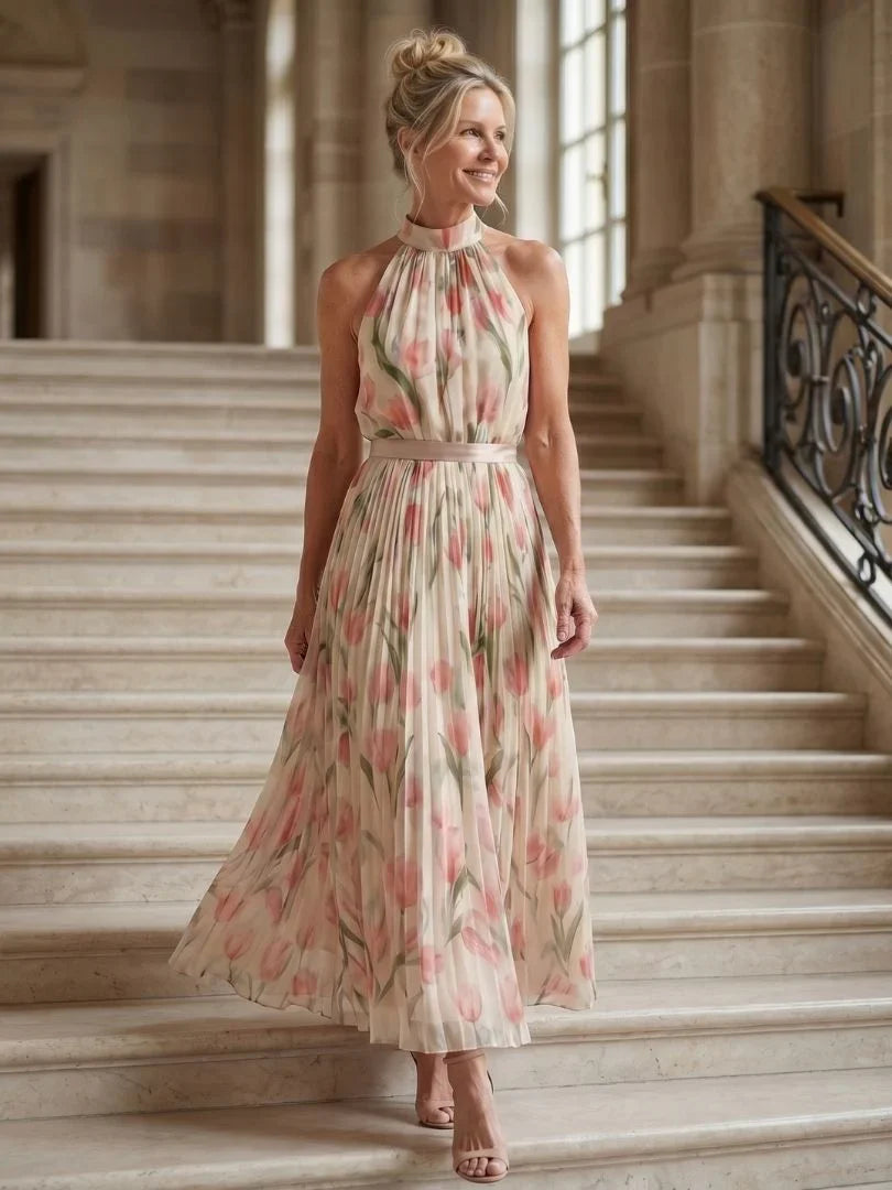 Linde | Midi Jurk Bloemenprint Halter