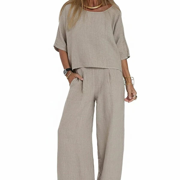 Lisa | Dames Tweedelige Set Oversized Top Wijde Broek