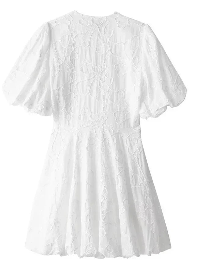 Liv | Witte Mini Jurk met Geborduurde Details