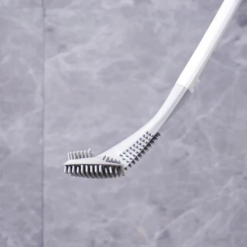 Slimme toiletborstel met flexibele kop en zachte borstelharen die vuil effectief afstoten