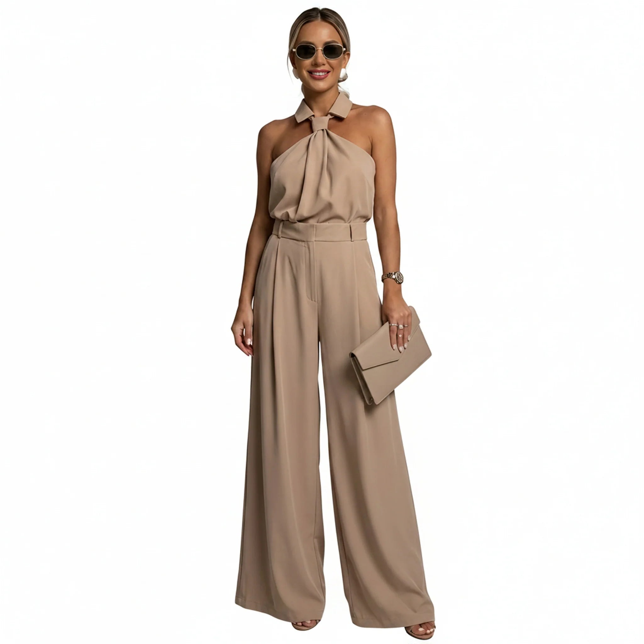 Lotje | Jumpsuit met Halternek en Wijde Pijpen