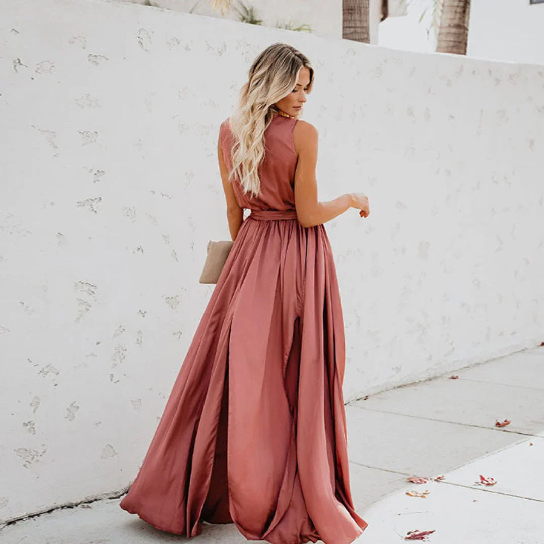 Lotje | Mouwloze Maxi Jurk met Taillelint
