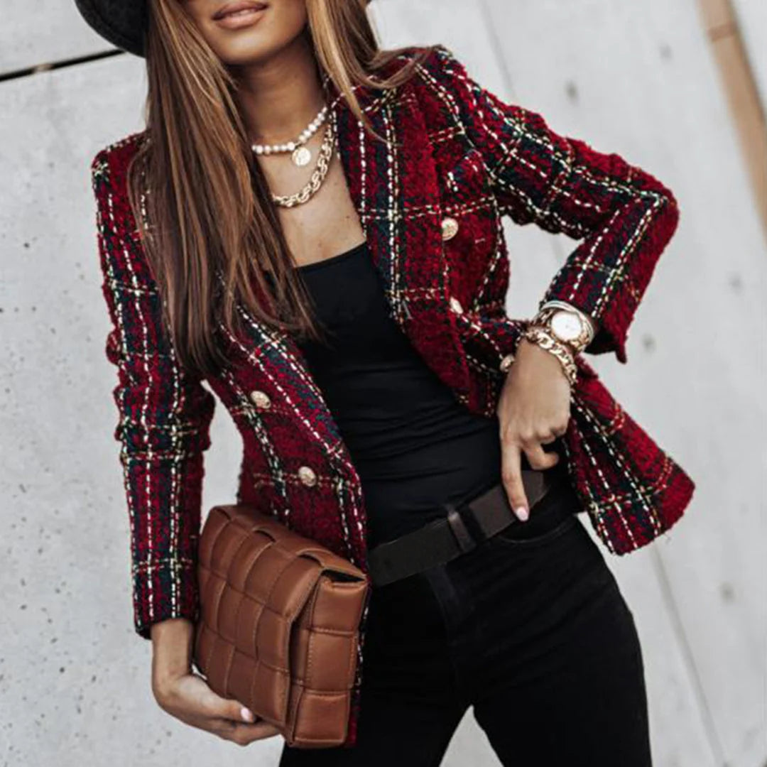 Tweed blazer voor dames met gestructureerde schouders en volledig gevoerde binnenkant