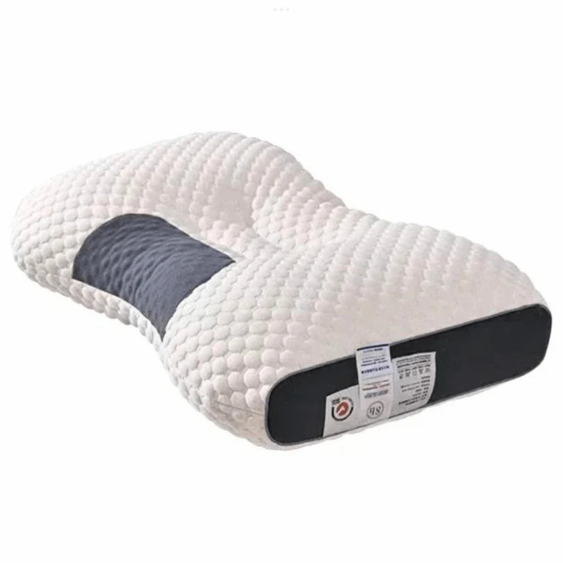 Orthopedisch Hoofdkussen voor Nek- en Rugpijnverlichting met gewatteerde witte hoes en ergonomische nekuitsparing voor optimale ondersteuning
