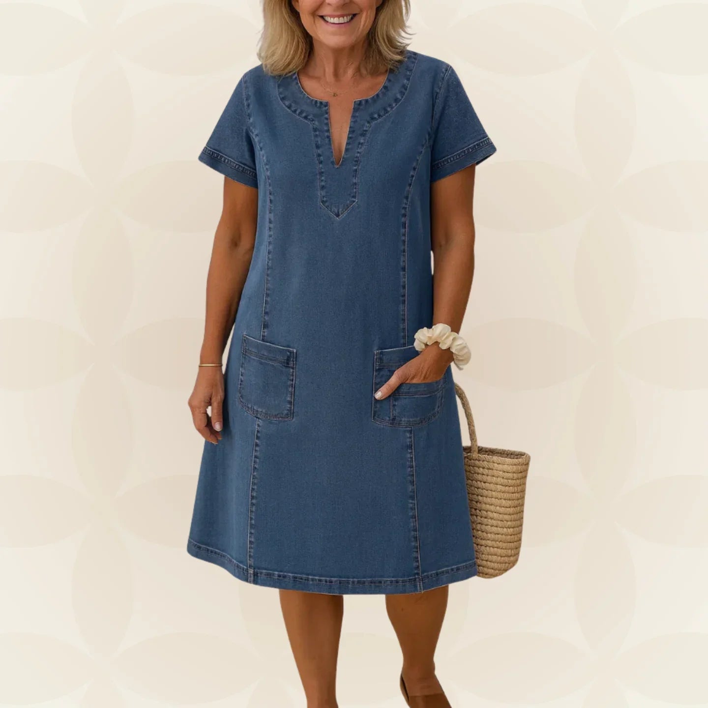 Mila | Denim Jurk Korte Mouw Denim