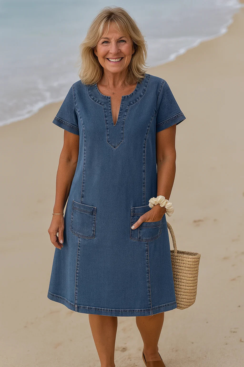 Mila | Denim Jurk Korte Mouw