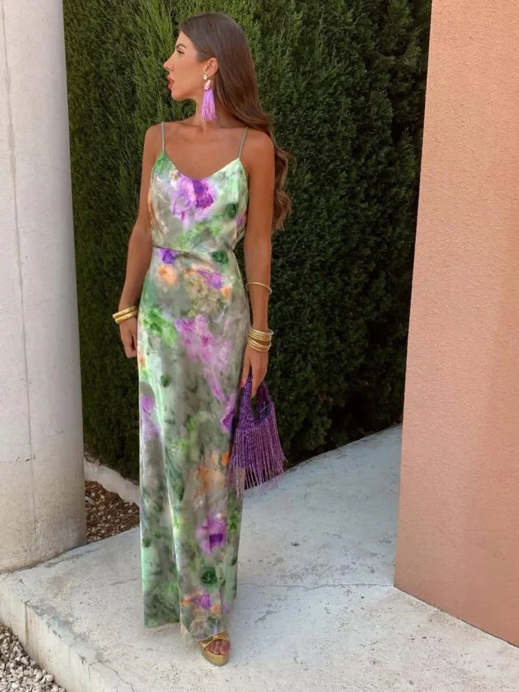 Mila | Maxi Jurk met Tie-Dye Print en Open Rug