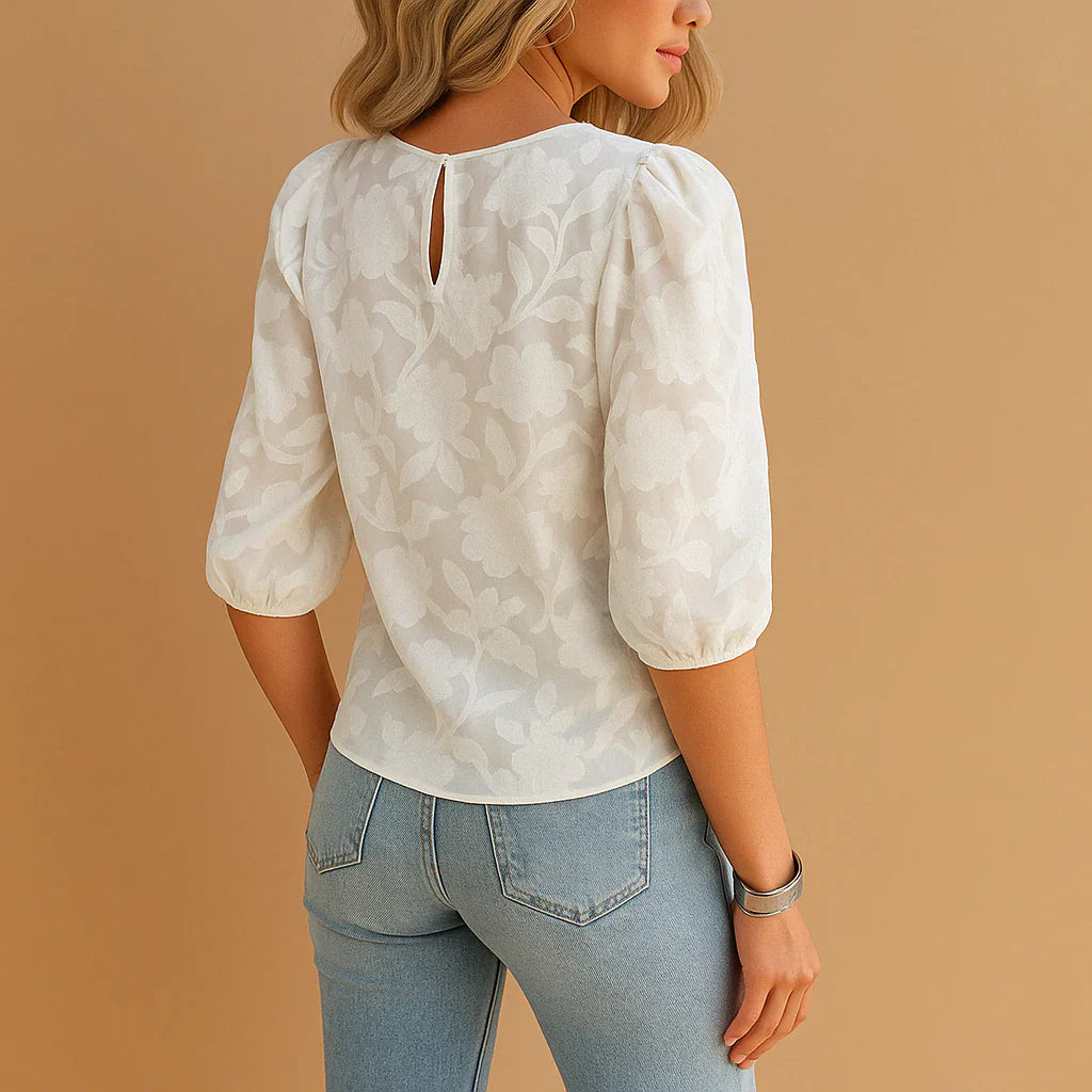 Nora | Dames Blouse Pofmouwen Bloemenprint