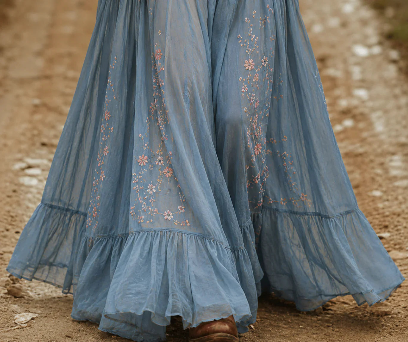 Saar | Dames Boho Maxi Jurk met Bloemenprint Donkerbruin