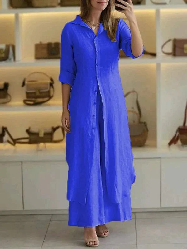 Model toont beweging van maxi jurk met luchtige stof en elegante snit