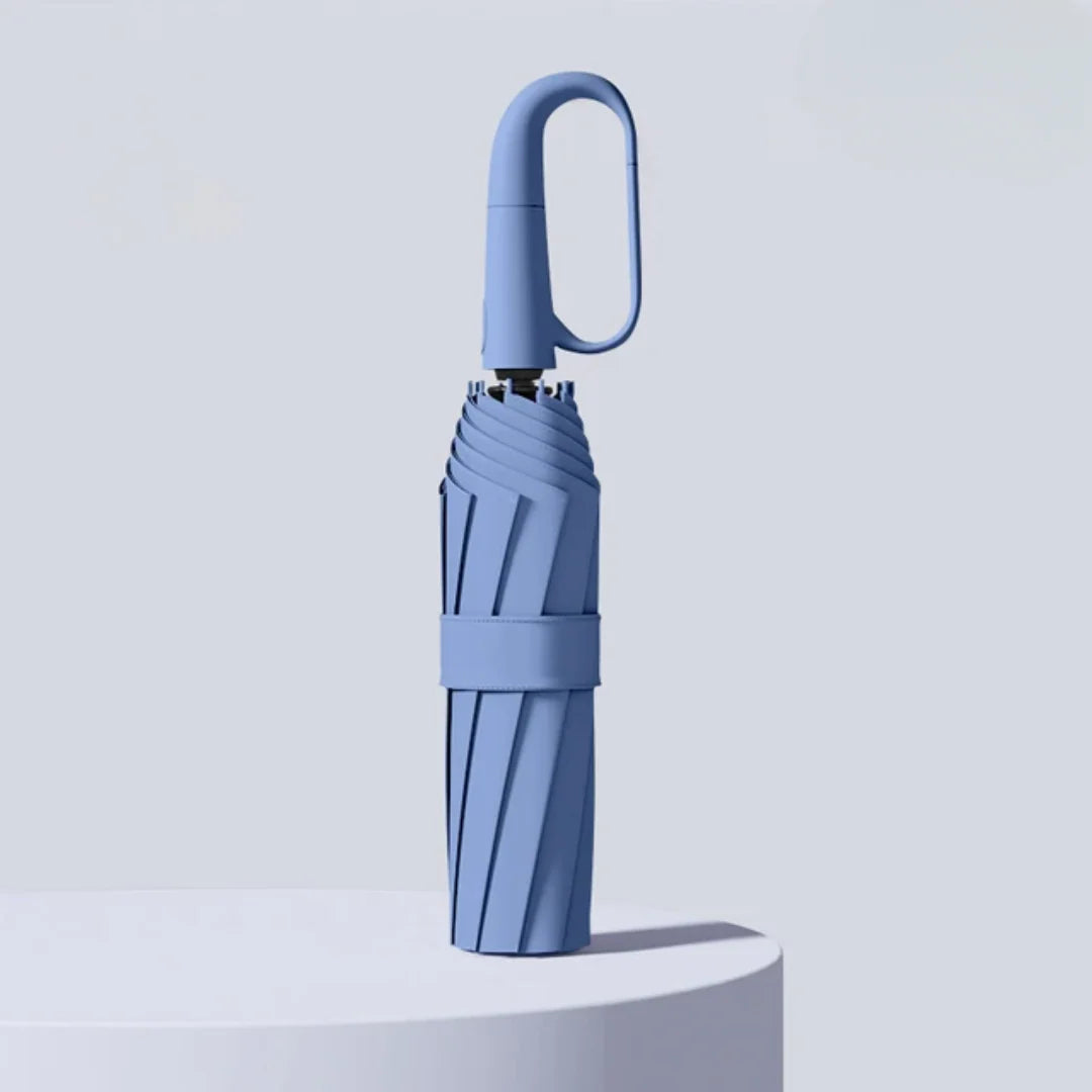 Compacte paraplu met versterkte ribbels en stevige constructie bestand tegen windstoten