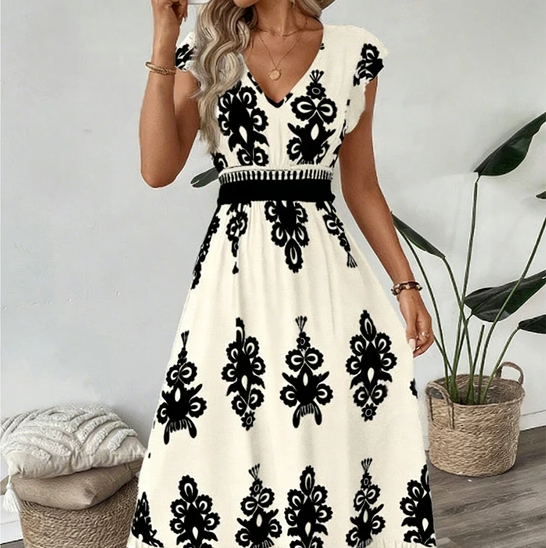 Volledige outfit met de barok print maxi jurk