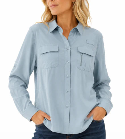 Sofie | Dames Outdoor Shirt Lange Mouw Hemelsblauw