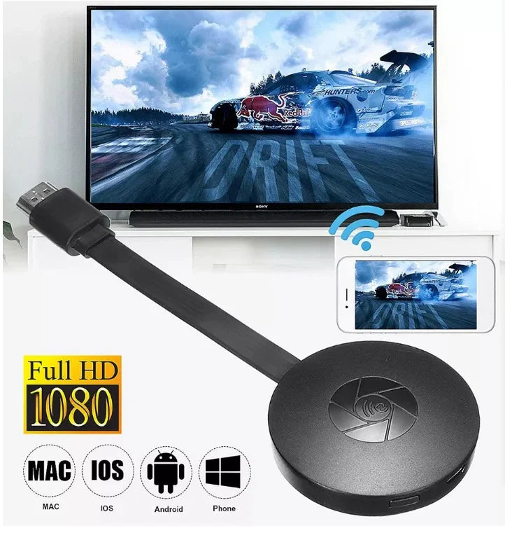 Chromecast Draadloze Streamer – Stream Muziek & Video toont draadloze verbinding tussen smartphone en televisie met Full HD 1080p ondersteuning