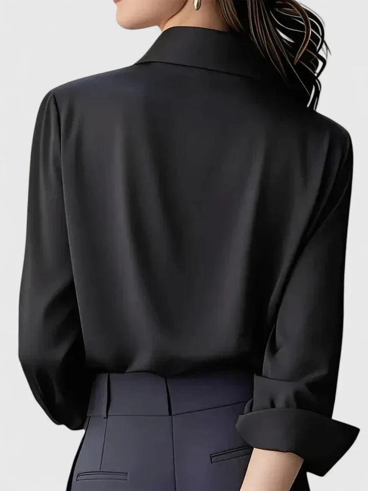 Sophie | Dames Elegante Satijnen Blouse Verborgen Knoopsluiting
