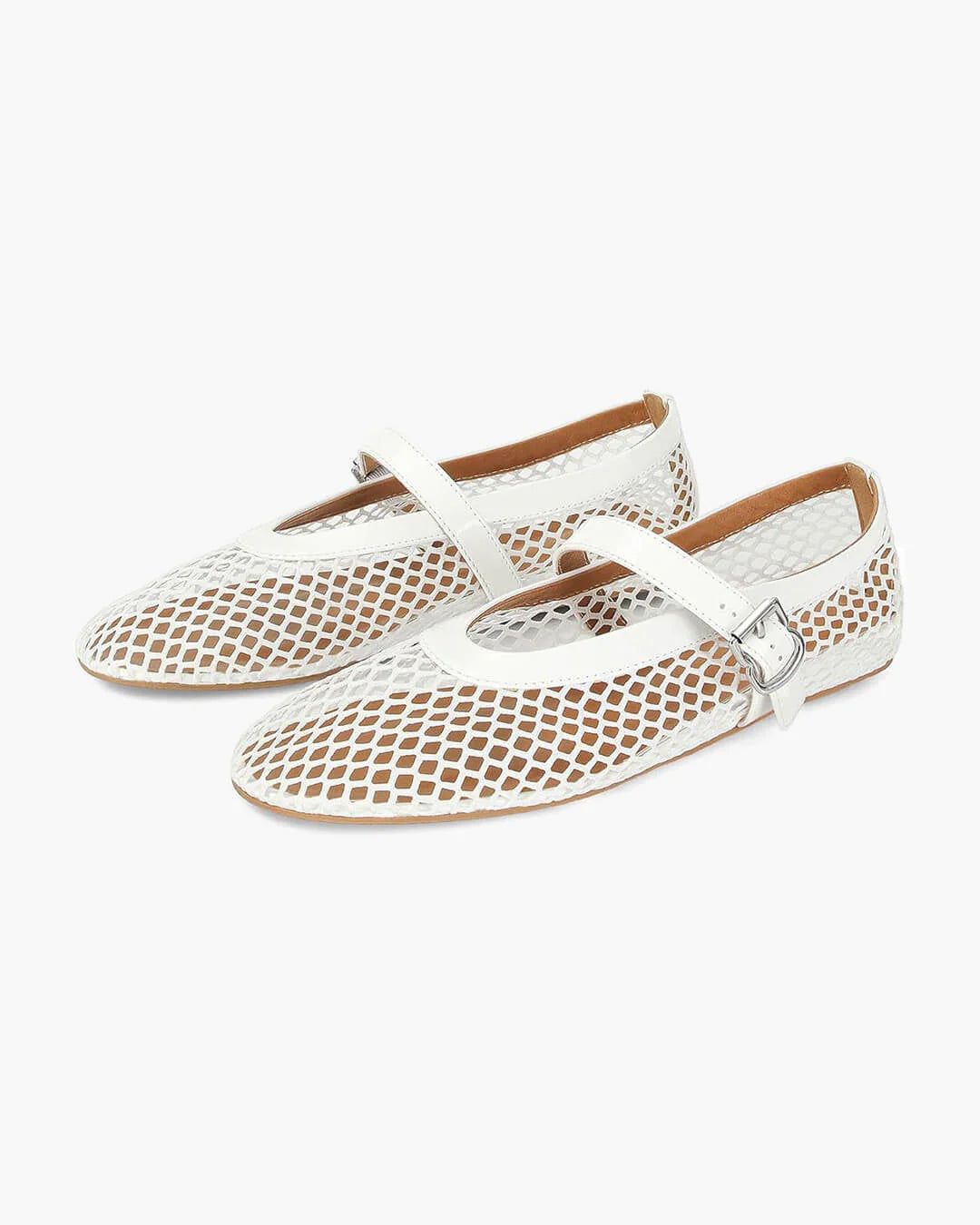 Dames mesh ballerina's gecombineerd met casual outfit voor veelzijdige look