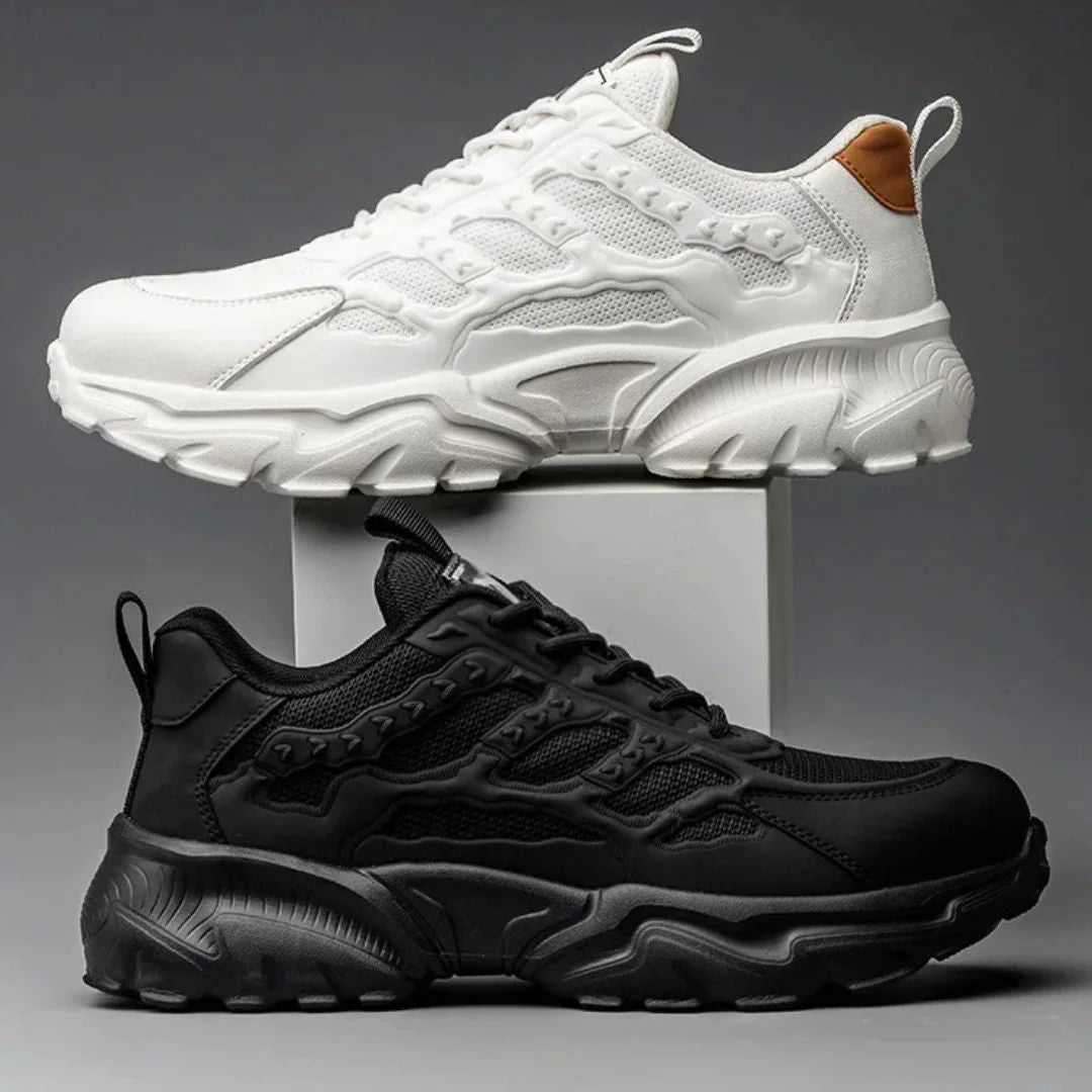 Chunky sportschoenen in wit voor vrouwen, bovenaanzicht toont symmetrisch design en veters