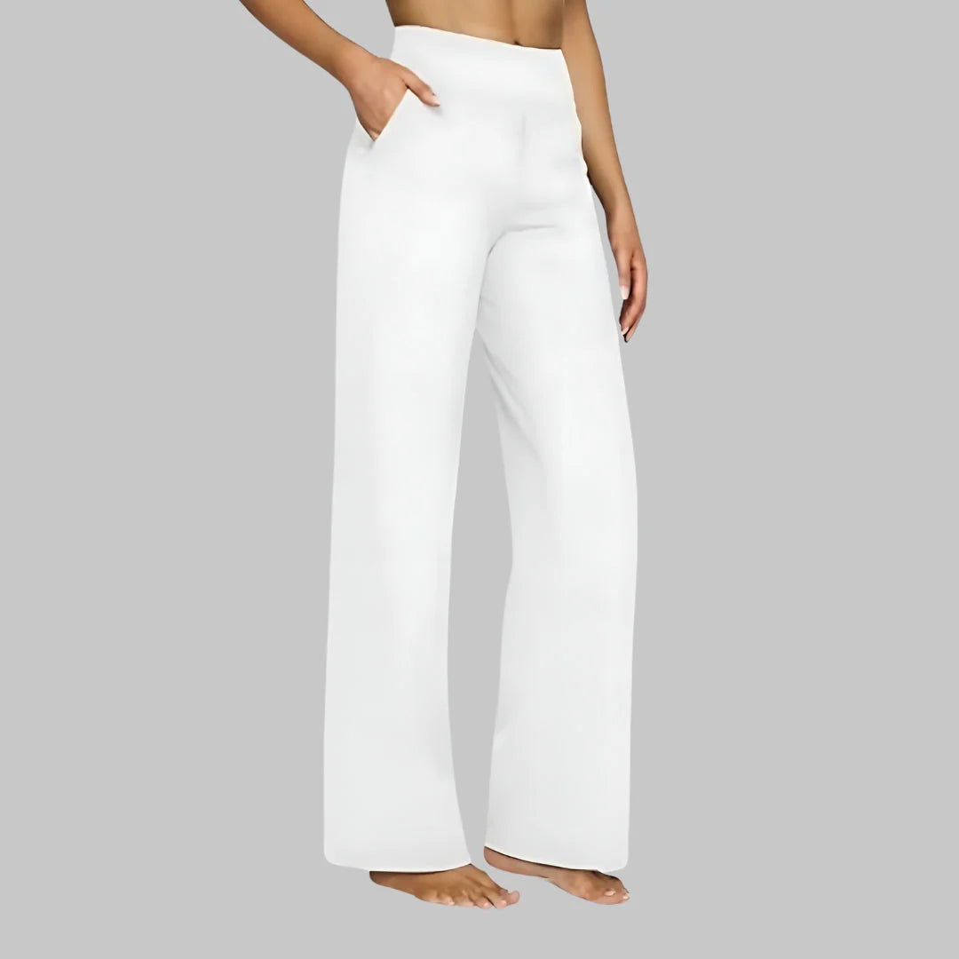 Dames flared stretchbroek hoge taille bewegingsshot met vloeiende stof die soepel meebeweegt