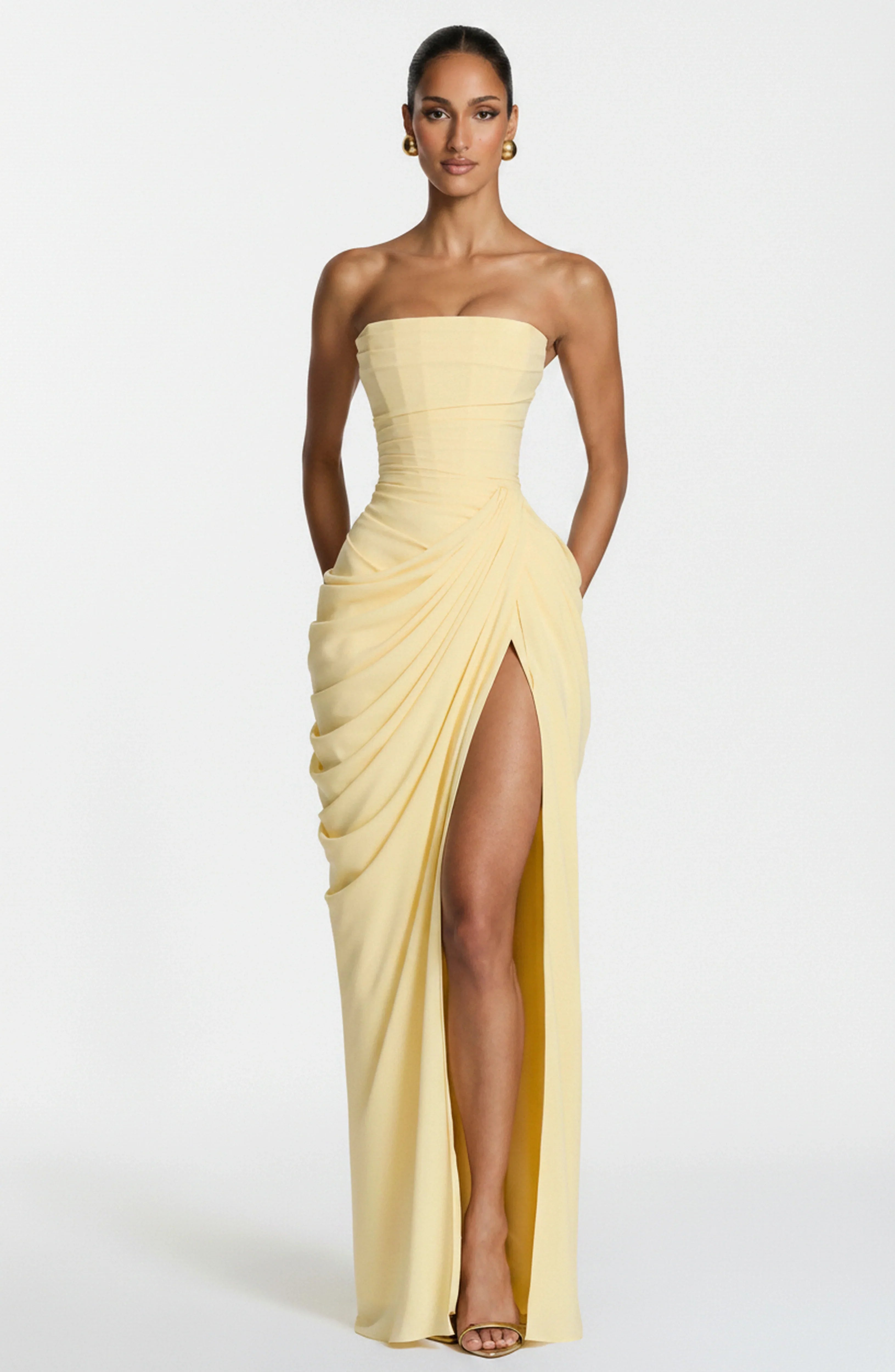 Suze | Strapless Maxi Avondjurk met Split