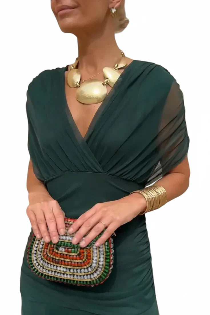 Yara | Dames Maxi Jurk met Off-shoulder V-hals