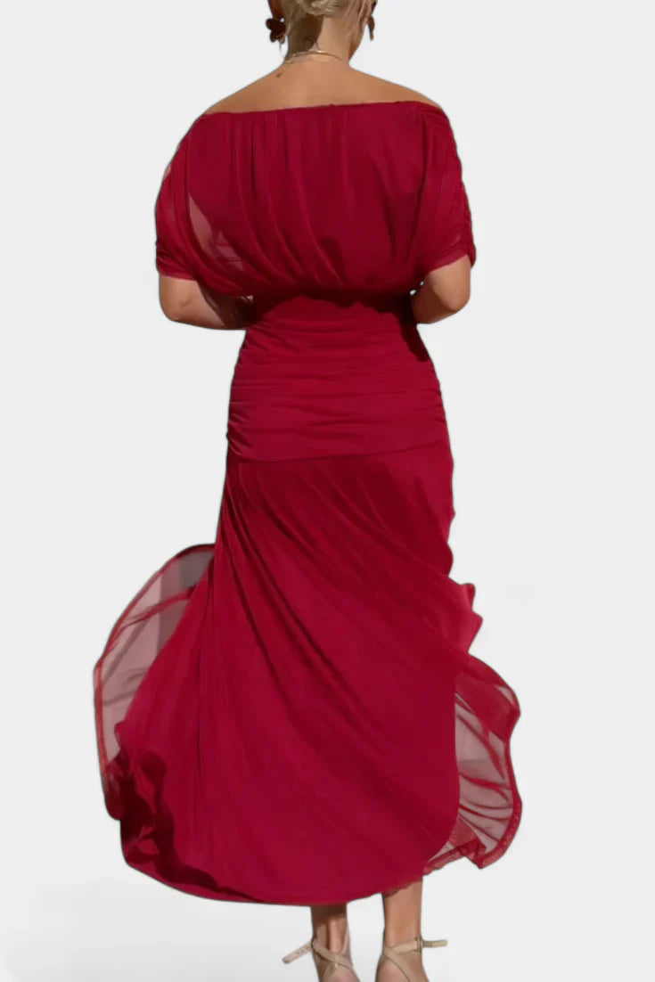 Yara | Dames Maxi Jurk met Off-shoulder V-hals