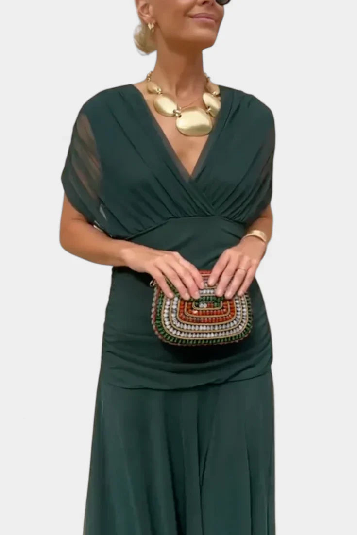 Yara | Dames Maxi Jurk met Off-shoulder V-hals