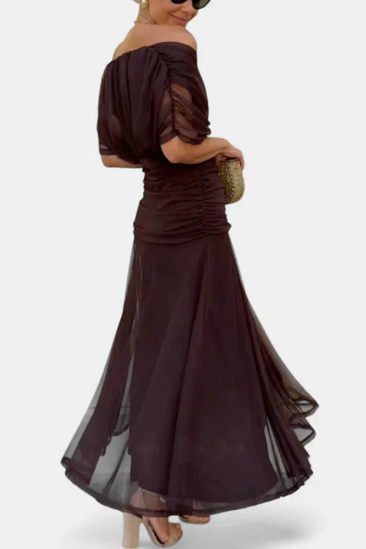 Yara | Dames Maxi Jurk met Off-shoulder V-hals