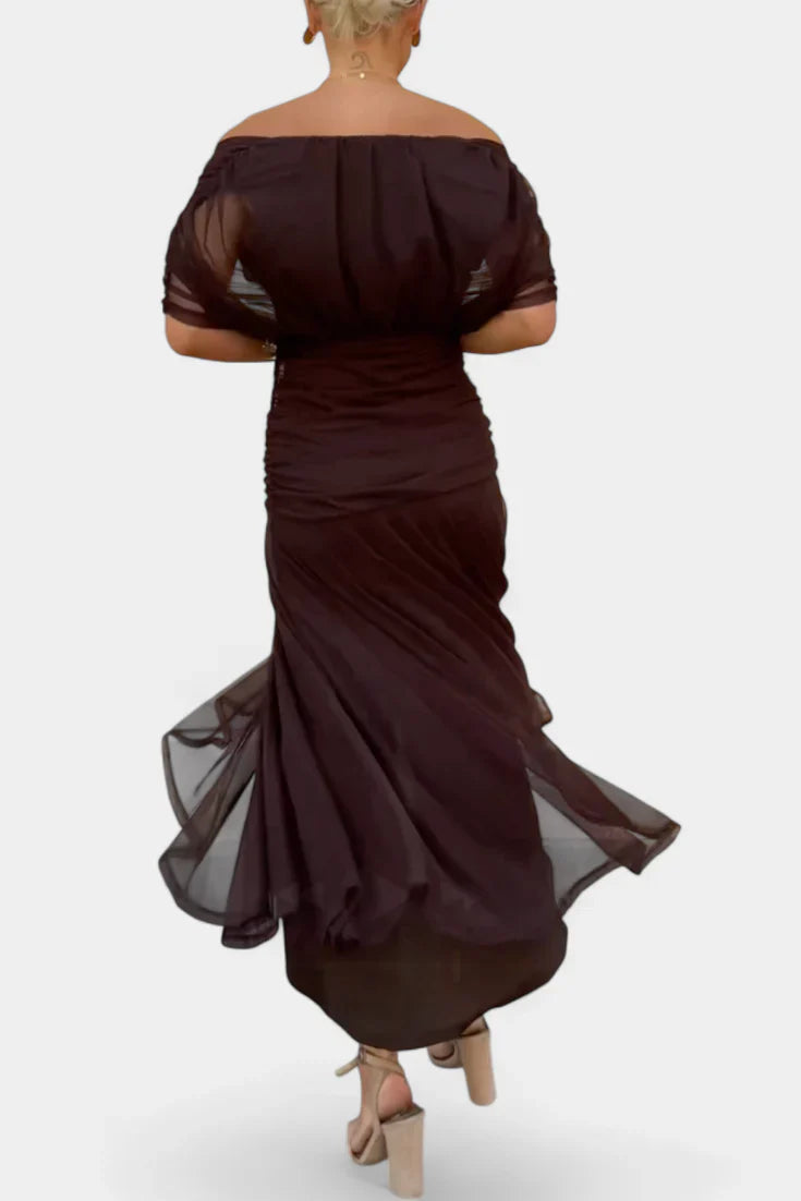 Yara | Dames Maxi Jurk met Off-shoulder V-hals