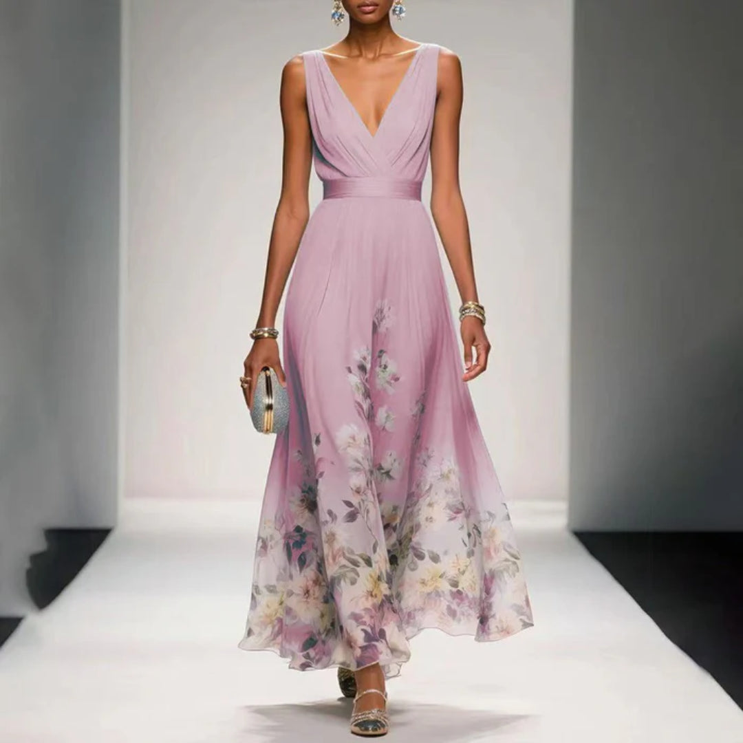 Floraine | Dames Maxi Jurk V-Hals Bloemenprint Zomer