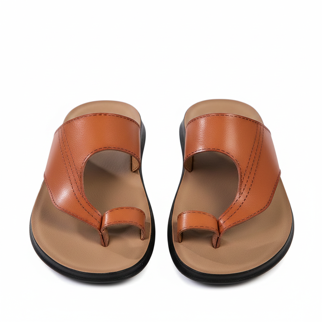 Sandor | Heren Leren Zomer Teenslippers Instap Plat