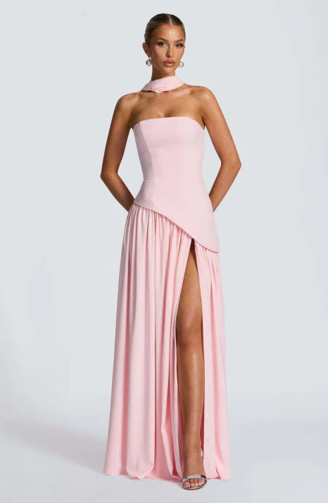 Mariska | Dames Maxi Jurk Strapless Korset Lijfje Sjaal