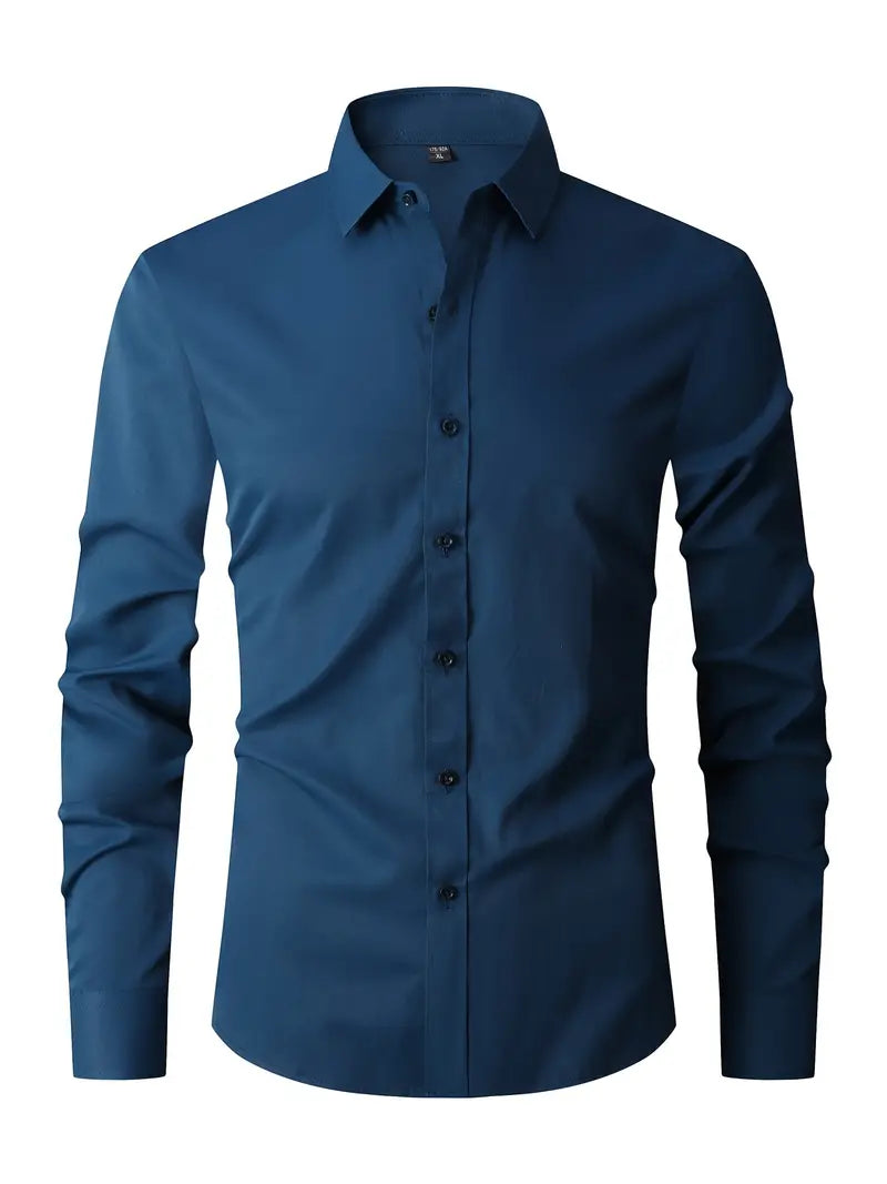Overto | Heren Overhemd Slim Fit Lange Mouw Knoopsluiting 11