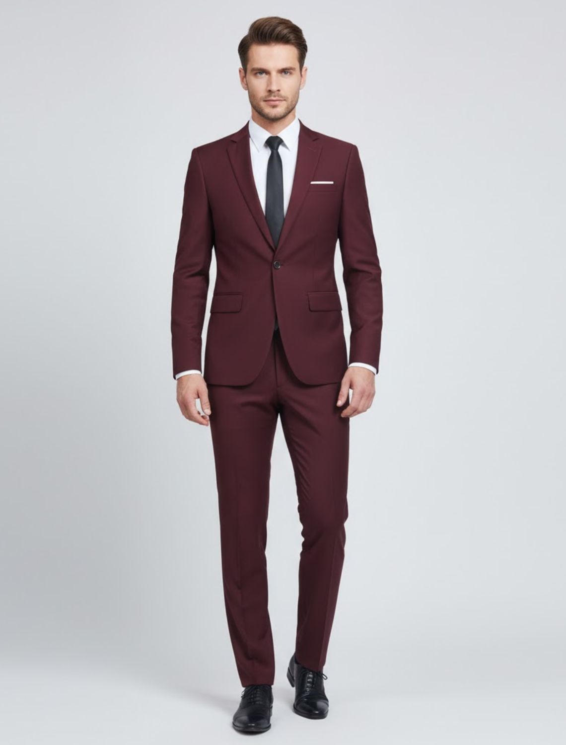 Pakelo | Heren Tweedelig Pak Slim Fit Inkeping Revers Effen 5