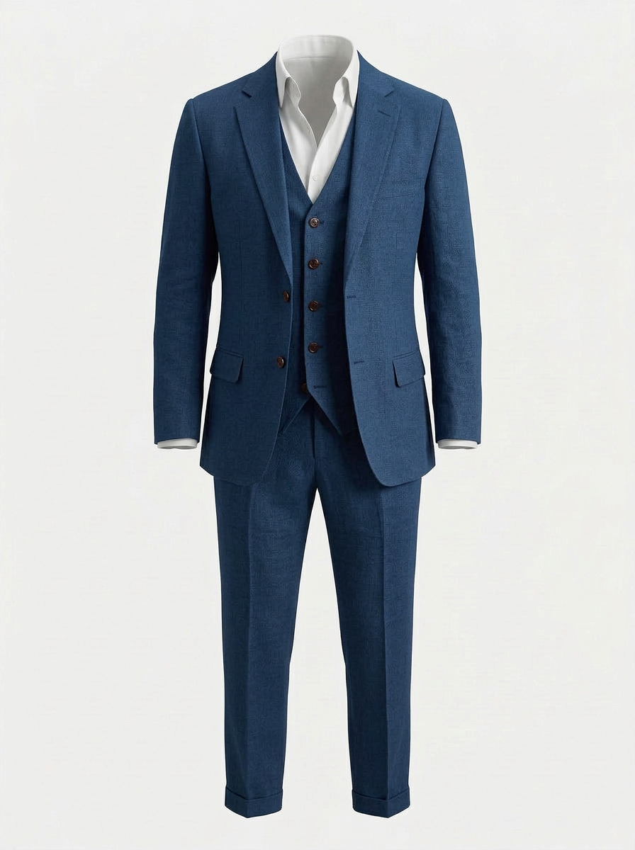 Pakven | Heren Driedelig Pak Slim Fit Linnen Inkeping Revers 12