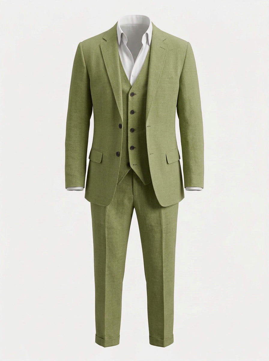 Pakven | Heren Driedelig Pak Slim Fit Linnen Inkeping Revers 14