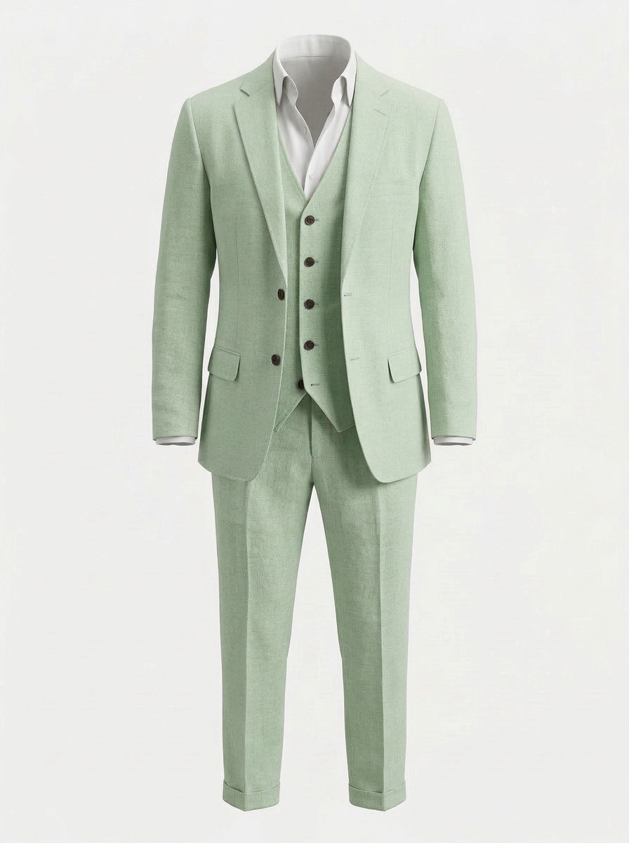 Pakven | Heren Driedelig Pak Slim Fit Linnen Inkeping Revers 16