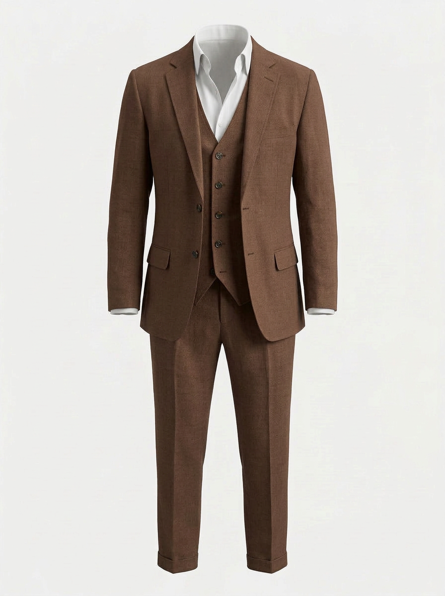 Pakven | Heren Driedelig Pak Slim Fit Linnen Inkeping Revers 2