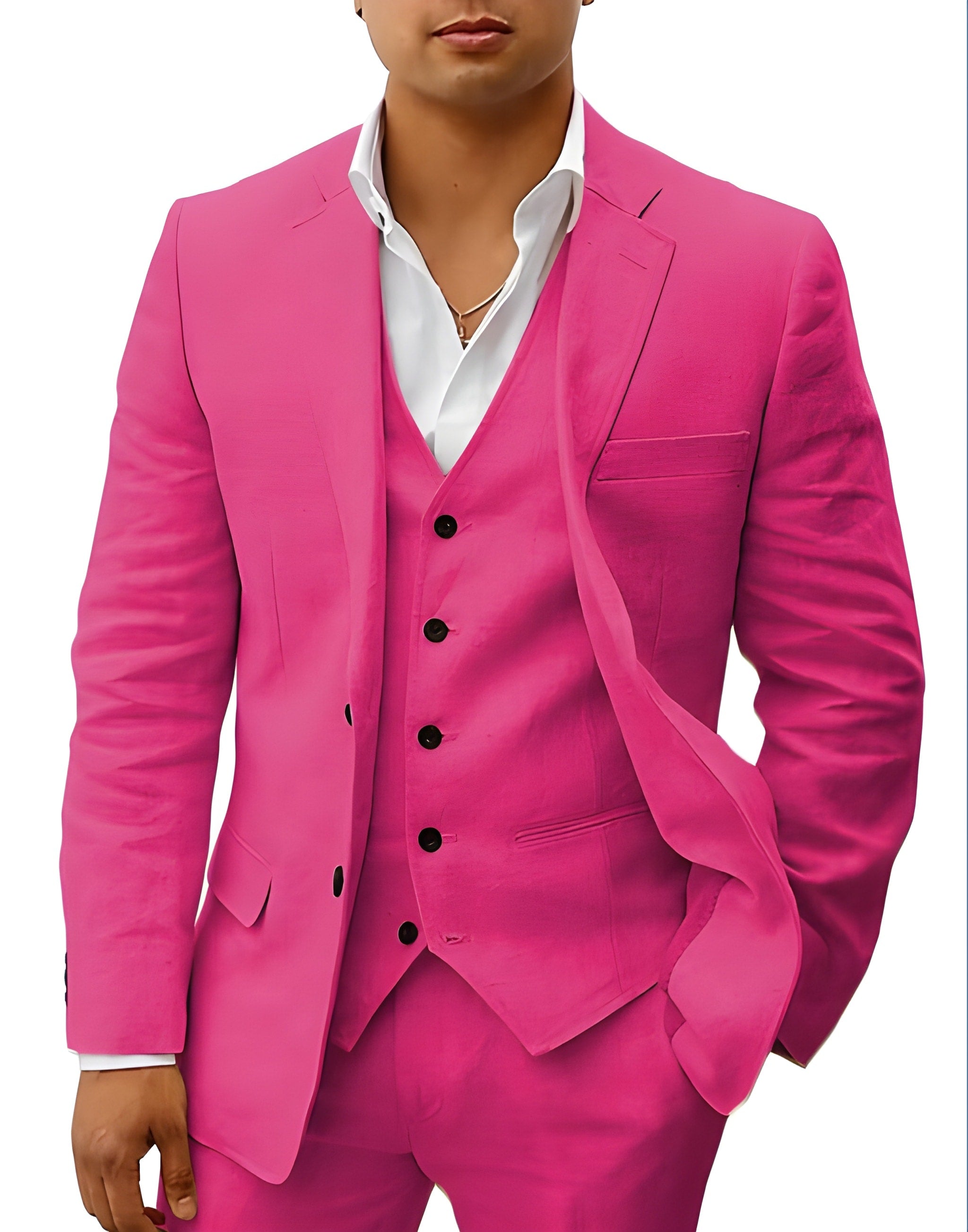 Pakven | Heren Driedelig Pak Slim Fit Linnen Inkeping Revers 25