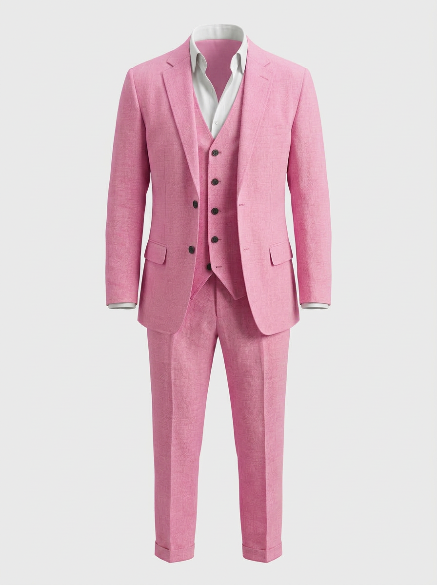 Pakven | Heren Driedelig Pak Slim Fit Linnen Inkeping Revers 26