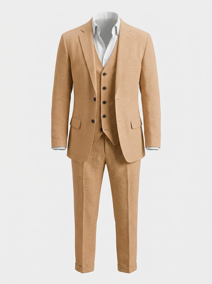 Pakven | Heren Driedelig Pak Slim Fit Linnen Inkeping Revers 4