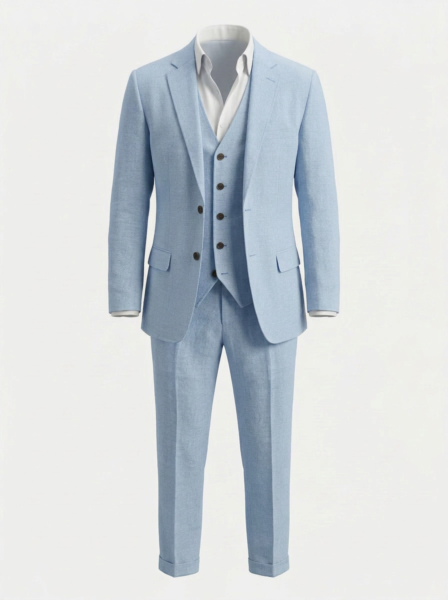 Pakven | Heren Driedelig Pak Slim Fit Linnen Inkeping Revers 6