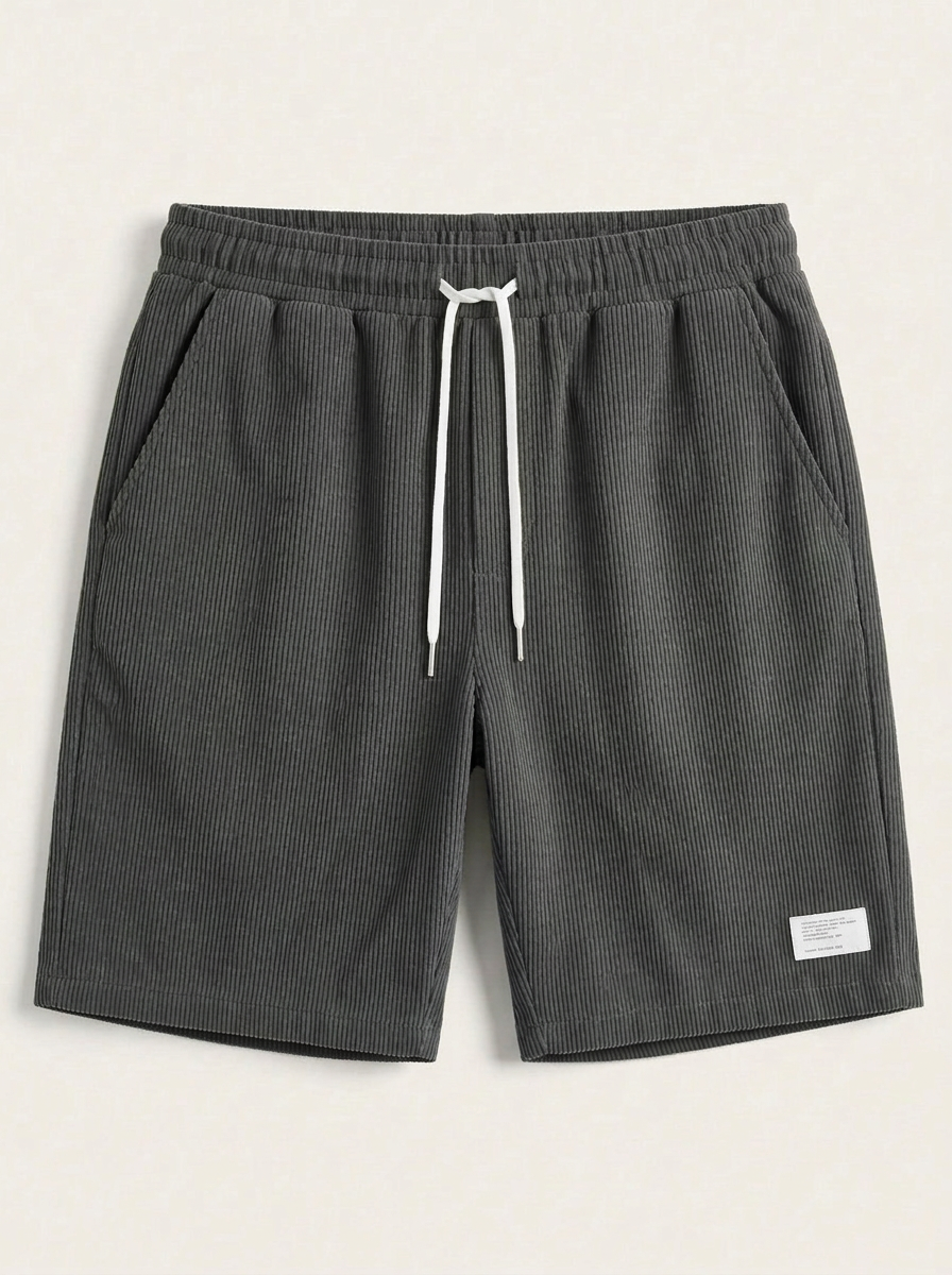 Shoven | Heren Casual Ribfluweel Shorts Trekkoord Elastische Taille 15